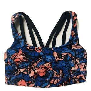 Lululemon Energy Sports Bra Exhale Mini Paint Storm Harbor Blue Black Size 8